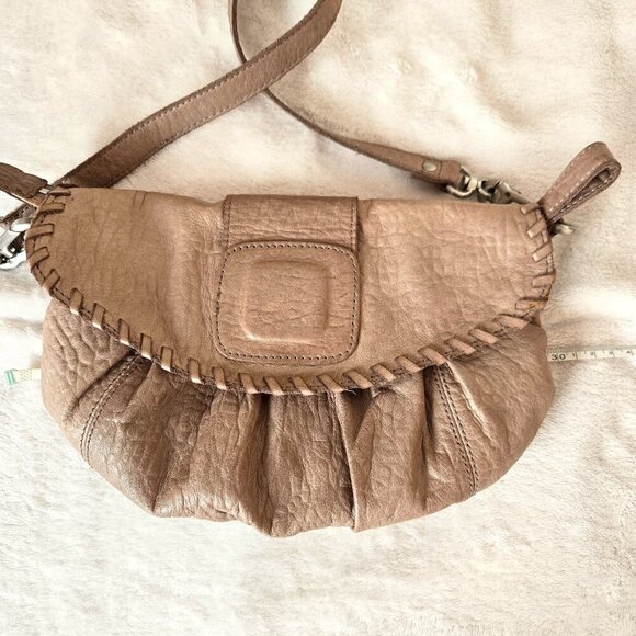 Liebeskind Berlin Leather Crossbody Bag Taupe Braided Flap Shoulder Purse - Picture 12 of 16